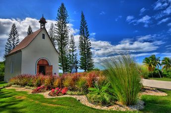 capela com flores e arbustos