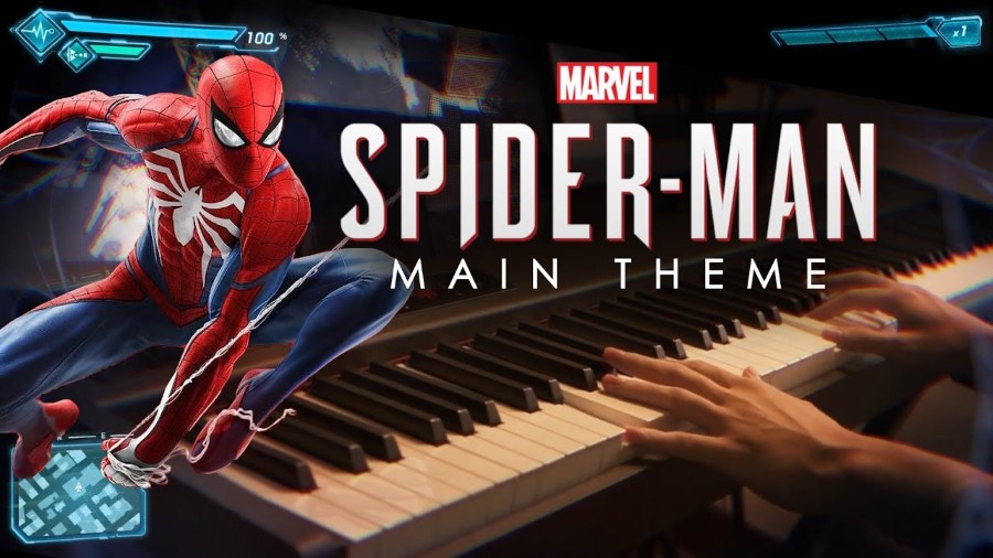 Música tema de abertura do filme Homem Aranha tocada no piano